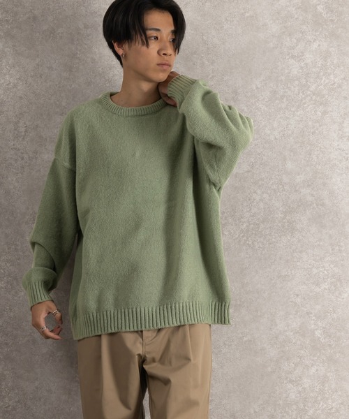 SlashDate(スラッシュデイト)の「オーバーサイズモヘアライクプルオーバーニット/ビッグシルエット(ニット/セーター・メンズ・ライトブルー/ブラック/ベージュ/ライトグリーン/ワイン/イエロー/ブルー/グリーン・M/L)」の15枚目の写真