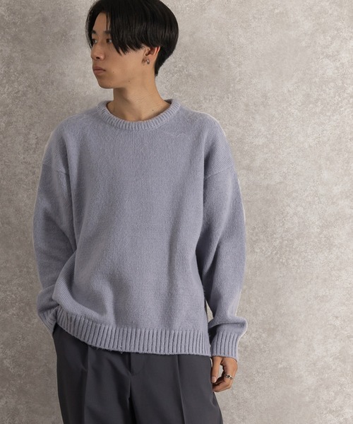SlashDate(スラッシュデイト)の「オーバーサイズモヘアライクプルオーバーニット/ビッグシルエット(ニット/セーター・メンズ・ライトブルー/ブラック/ベージュ/ライトグリーン/ワイン/イエロー/ブルー/グリーン・M/L)」の16枚目の写真