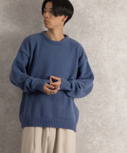 SlashDate(スラッシュデイト)の「オーバーサイズモヘアライクプルオーバーニット/ビッグシルエット(ニット/セーター・メンズ・ライトブルー/ブラック/ベージュ/ライトグリーン/ワイン/イエロー/ブルー/グリーン・M/L)」の17枚目の写真
