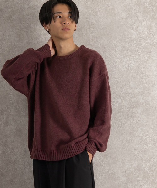 SlashDate(スラッシュデイト)の「オーバーサイズモヘアライクプルオーバーニット/ビッグシルエット(ニット/セーター・メンズ・ライトブルー/ブラック/ベージュ/ライトグリーン/ワイン/イエロー/ブルー/グリーン・M/L)」の19枚目の写真