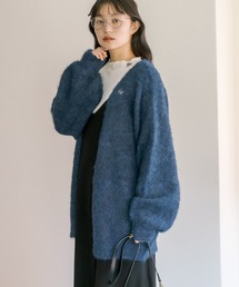PUAL CE CIN | ワンポイントロゴ刺繍シャギーニットカーディガン(カーディガン/ボレロ)