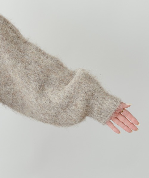 PUAL CE CIN（ピュアルセシン）の「ワンポイントロゴ刺繍シャギーニットカーディガン（カーディガン/ボレロ・レディース・ベージュ/チャコール/ブルー・FREE）」の21枚目の写真