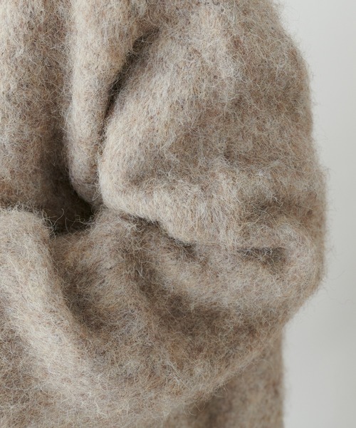 PUAL CE CIN（ピュアルセシン）の「ワンポイントロゴ刺繍シャギーニットカーディガン（カーディガン/ボレロ・レディース・ベージュ/チャコール/ブルー・FREE）」の22枚目の写真