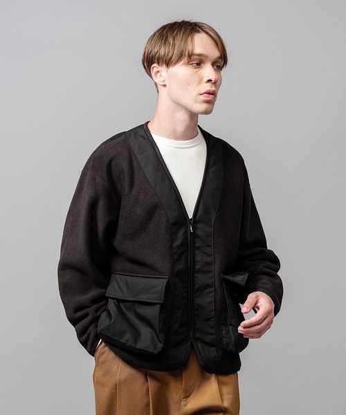 MR.OLIVE（ミスターオリーブ）の「MR.OLIVE ミスターオリーブ / MELTON FLEECE / ZIP UP CARDIGAN メルトンフリースジップアップブルゾン / M-223152（ミリタリージャケット・メンズ・ブラック/カーキ・SMALL/MEDIUM/LARGE）」の2枚目の写真
