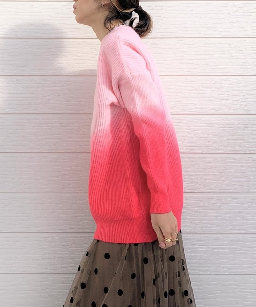 Q(キュー)の「ツートーングラデニット(ニット/セーター・レディース・ピンク/グリーン・MEDIUM)」の10枚目の写真