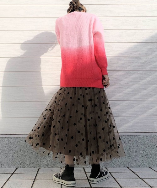 Q(キュー)の「ツートーングラデニット(ニット/セーター・レディース・ピンク/グリーン・MEDIUM)」の5枚目の写真