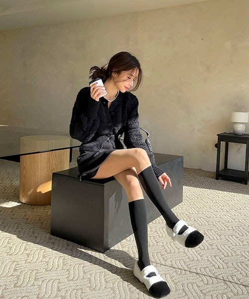 NANING9（ナンニング）の「NANING9 ワンポイントニットカーディガン（カーディガン/ボレロ・レディース・ブラック/ピンク/ライトグリーン/クリーム・FREE）」の5枚目の写真