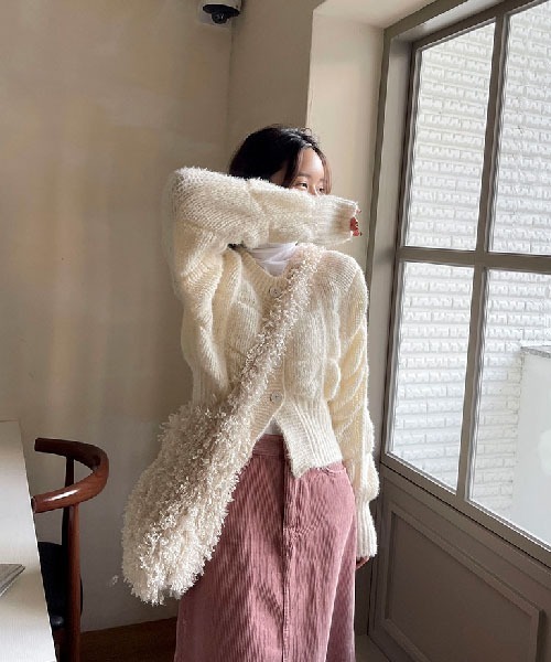 NANING9（ナンニング）の「NANING9 ワンポイントニットカーディガン（カーディガン/ボレロ・レディース・ブラック/ピンク/ライトグリーン/クリーム・FREE）」の12枚目の写真