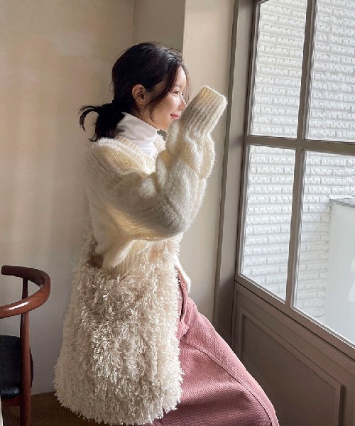 NANING9（ナンニング）の「NANING9 ワンポイントニットカーディガン（カーディガン/ボレロ・レディース・ブラック/ピンク/ライトグリーン/クリーム・FREE）」の18枚目の写真