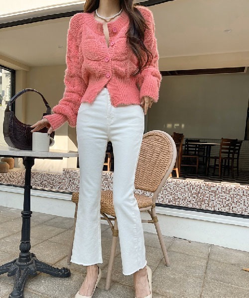 NANING9（ナンニング）の「NANING9 ワンポイントニットカーディガン（カーディガン/ボレロ・レディース・ブラック/ピンク/ライトグリーン/クリーム・FREE）」の19枚目の写真