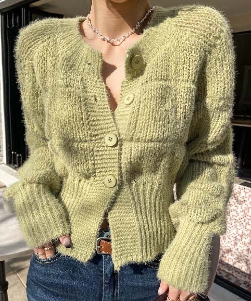 NANING9（ナンニング）の「NANING9 ワンポイントニットカーディガン（カーディガン/ボレロ・レディース・ブラック/ピンク/ライトグリーン/クリーム・FREE）」の15枚目の写真