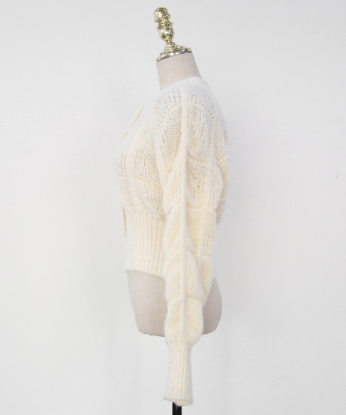 NANING9（ナンニング）の「NANING9 ワンポイントニットカーディガン（カーディガン/ボレロ・レディース・ブラック/ピンク/ライトグリーン/クリーム・FREE）」の10枚目の写真