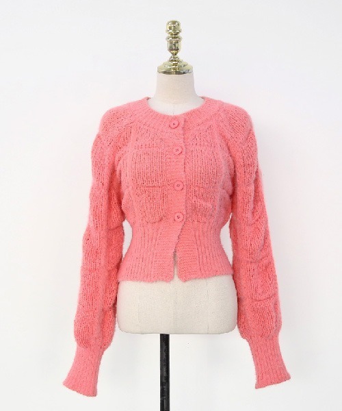 NANING9（ナンニング）の「NANING9 ワンポイントニットカーディガン（カーディガン/ボレロ・レディース・ブラック/ピンク/ライトグリーン/クリーム・FREE）」の21枚目の写真