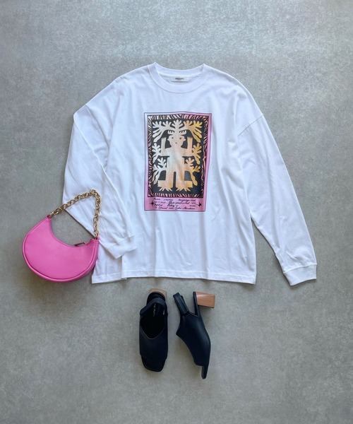 OKIRAKU（オキラク）の「☆ 【OKIRAKU】ロングスリーブプリントTシャツ　BC20401（Tシャツ/カットソー・レディース・ホワイト/ブラック・FREE）」の9枚目の写真