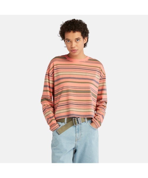 長袖ストライプTシャツ