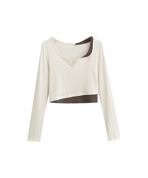 c.u.l（シーユーエル）の「ゆるくしゅ レイヤード風カットソー culw380（Tシャツ/カットソー・レディース・グレー/ブラック/アイボリー/ベージュ・M/S）」の8枚目の写真