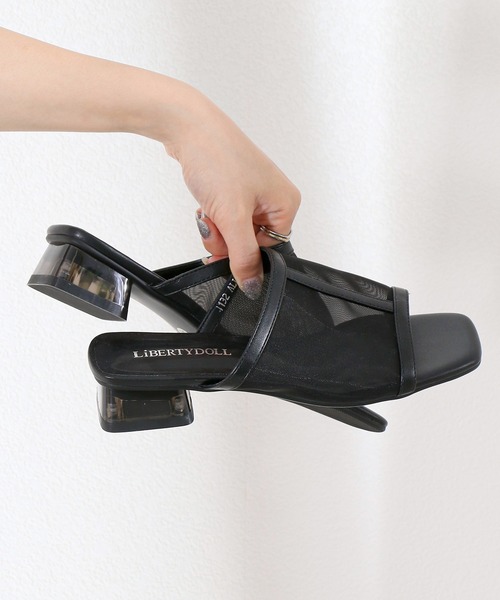 LibertyDoll(リバティードール)の「オープントゥチュールクリアヒールミュール(サンダル・レディース・ブラック×ブラック/ブラック/ベージュ/アイボリー/シルバー・L/S/M/LL/SS/3L)」の11枚目の写真