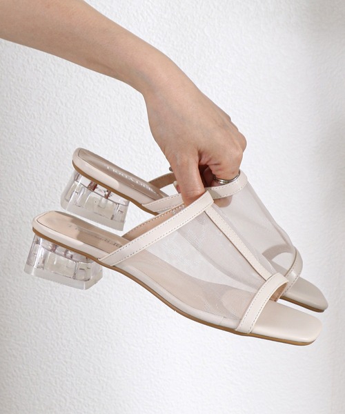 LibertyDoll(リバティードール)の「オープントゥチュールクリアヒールミュール(サンダル・レディース・ブラック×ブラック/ブラック/ベージュ/アイボリー/シルバー・L/S/M/LL/SS/3L)」の9枚目の写真