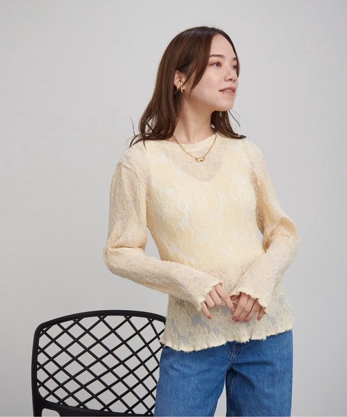 lit.Cy(リットシー)の「lit.Cy フラワージャカードシアーブラウス(シャツ/ブラウス・レディース・ブラック/オフホワイト・FREE)」の5枚目の写真