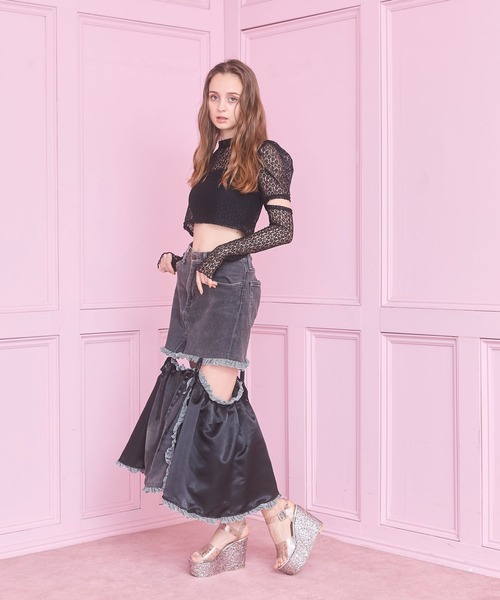 lilLilly(リルリリー)の「カットアウトレーストップス(Tシャツ/カットソー・レディース・ベージュ/ブラック/ホワイト・FREE)」の6枚目の写真