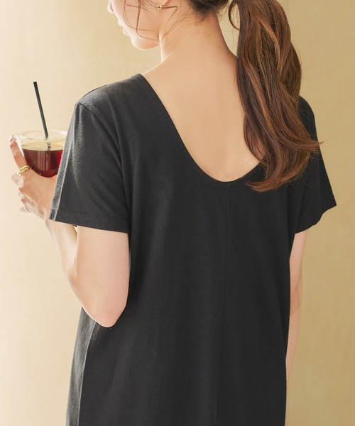 Isn't She?(イズントシー)の「バックオープンショートスリーブワンピース(ワンピース・レディース・ホワイト/ブラック/ブラウン・FREE)」の12枚目の写真