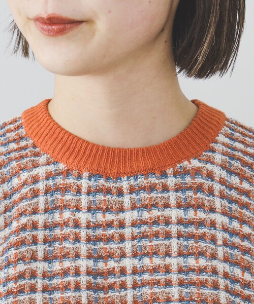 【美品】バーバリー サマーニット オレンジ シャドーチェック S 現行 美品】バーバリー サマーニット オレンジ シャドーチェック S