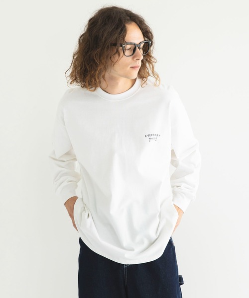 CRAFT STANDARD BOUTIQUE(クラフトスタンダードブティック)の「リサイクル20/2天竺ロゴ刺繍L/S TEE(Tシャツ/カットソー・メンズ・ブラック/オフホワイト/杢グレー/オリーブ・M/L/XL)」の1枚目の写真