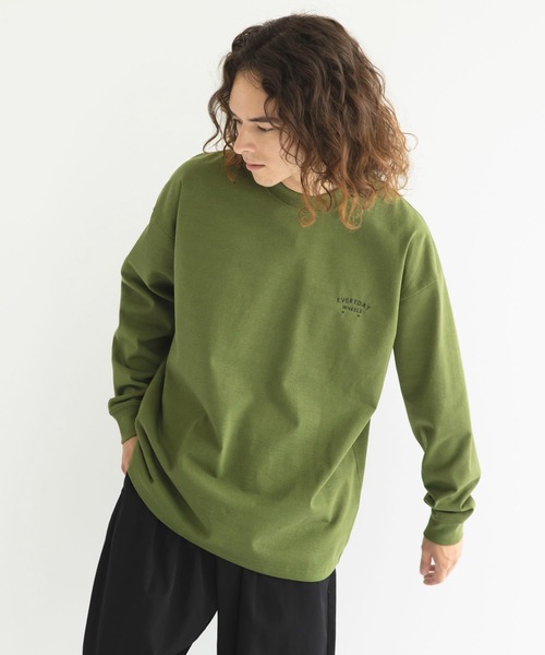 CRAFT STANDARD BOUTIQUE(クラフトスタンダードブティック)の「リサイクル20/2天竺ロゴ刺繍L/S TEE(Tシャツ/カットソー・メンズ・ブラック/オフホワイト/杢グレー/オリーブ・M/L/XL)」の4枚目の写真