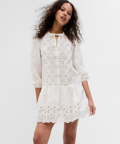 GAP(ギャップ)の「アイレット ミニワンピース(ワンピース・レディース・ネイビー/パープル系その他/オフホワイト・XS/S/M/L/XXS)」の2枚目の写真