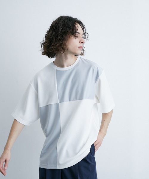  j.n.r.d（ジェー・エヌ・アール・ディー）の「j.n.r.d/エアーシルケット異素材切替Tシャツ（Tシャツ/カットソー・メンズ・サックスブルー/ホワイト/ネイビー・LL/M/L）」の6枚目の写真