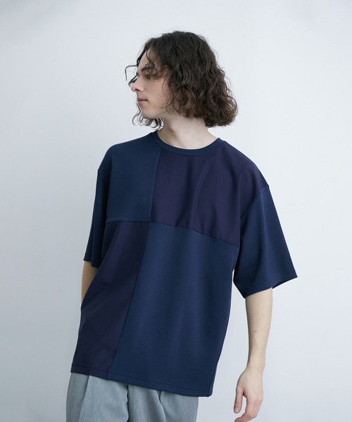  j.n.r.d（ジェー・エヌ・アール・ディー）の「j.n.r.d/エアーシルケット異素材切替Tシャツ（Tシャツ/カットソー・メンズ・サックスブルー/ホワイト/ネイビー・LL/M/L）」の7枚目の写真