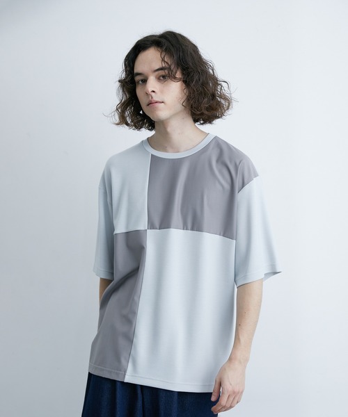  j.n.r.d（ジェー・エヌ・アール・ディー）の「j.n.r.d/エアーシルケット異素材切替Tシャツ（Tシャツ/カットソー・メンズ・サックスブルー/ホワイト/ネイビー・LL/M/L）」の12枚目の写真