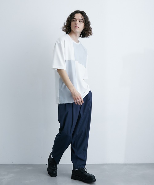  j.n.r.d（ジェー・エヌ・アール・ディー）の「j.n.r.d/エアーシルケット異素材切替Tシャツ（Tシャツ/カットソー・メンズ・サックスブルー/ホワイト/ネイビー・LL/M/L）」の14枚目の写真