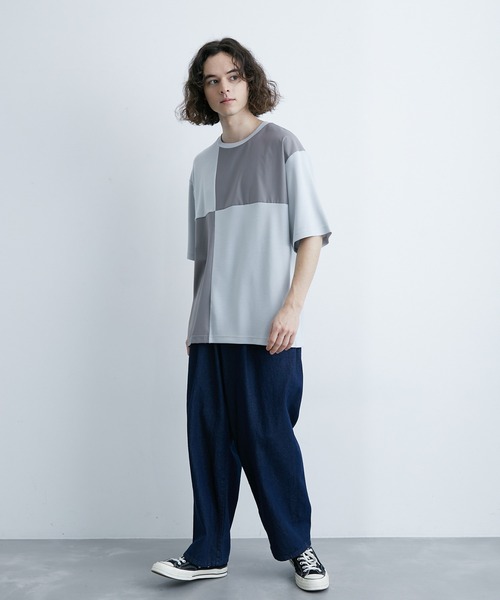  j.n.r.d（ジェー・エヌ・アール・ディー）の「j.n.r.d/エアーシルケット異素材切替Tシャツ（Tシャツ/カットソー・メンズ・サックスブルー/ホワイト/ネイビー・LL/M/L）」の17枚目の写真