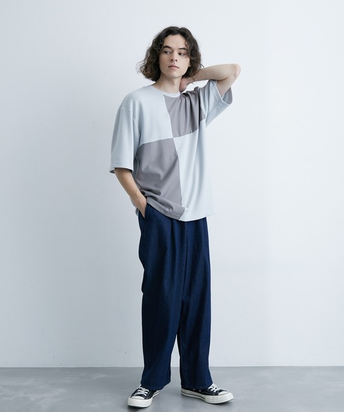  j.n.r.d（ジェー・エヌ・アール・ディー）の「j.n.r.d/エアーシルケット異素材切替Tシャツ（Tシャツ/カットソー・メンズ・サックスブルー/ホワイト/ネイビー・LL/M/L）」の18枚目の写真