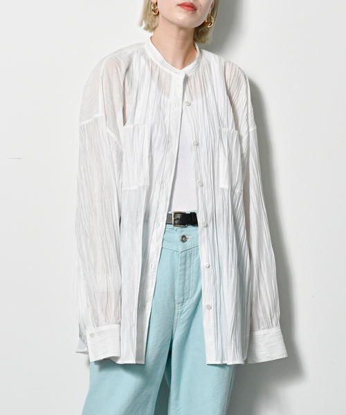 訳あり　CITYSHOP シティショップ　シャツ 長袖 バンドカラー　白　丈長め 訳あり CITYSHOP シティショップ シャツ 長袖 バンドカラー 白