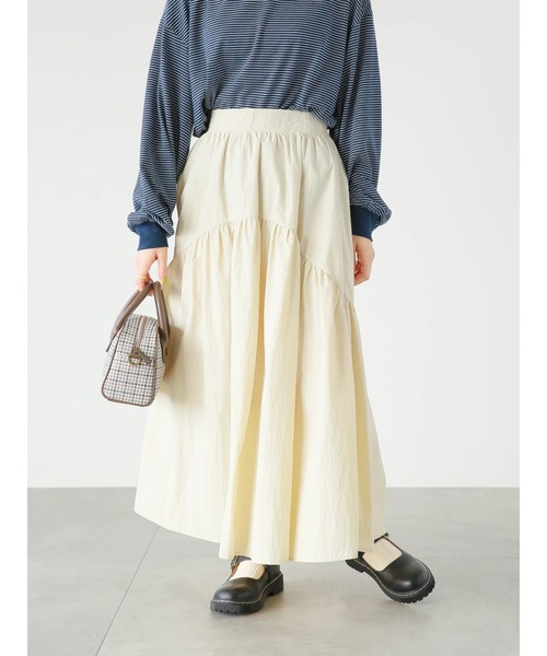 ehka sopo(エヘカソポ)の「ナイロンギャザースカート(スカート・レディース・ブラック/ベージュ/グリーン・フリ-)」の3枚目の写真