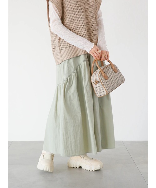 ehka sopo(エヘカソポ)の「ナイロンギャザースカート(スカート・レディース・ブラック/ベージュ/グリーン・フリ-)」の1枚目の写真