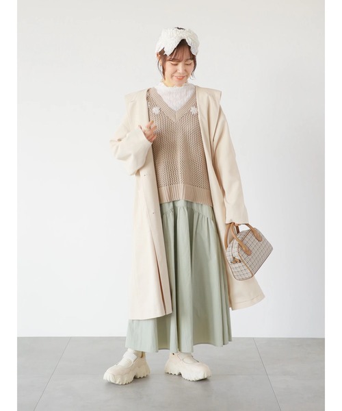 ehka sopo(エヘカソポ)の「ナイロンギャザースカート(スカート・レディース・ブラック/ベージュ/グリーン・フリ-)」の17枚目の写真