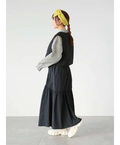 ehka sopo(エヘカソポ)の「ナイロンギャザースカート(スカート・レディース・ブラック/ベージュ/グリーン・フリ-)」の11枚目の写真