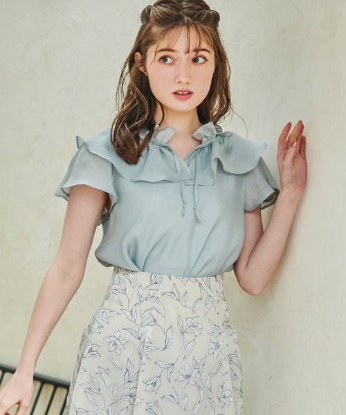 NOELA（ノエラ）の「シアーフリルネックブラウス（シャツ/ブラウス・レディース・イエロー/その他1/ピンク/サックスブルー・フリー）」の18枚目の写真