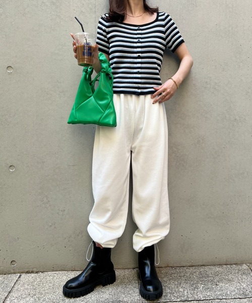 CLEA(クレア)の「すそドロスト スウェットワイドジョガーパンツ(その他パンツ・レディース・グリーン/ホワイト/ブラック/グレー・FREE)」の10枚目の写真