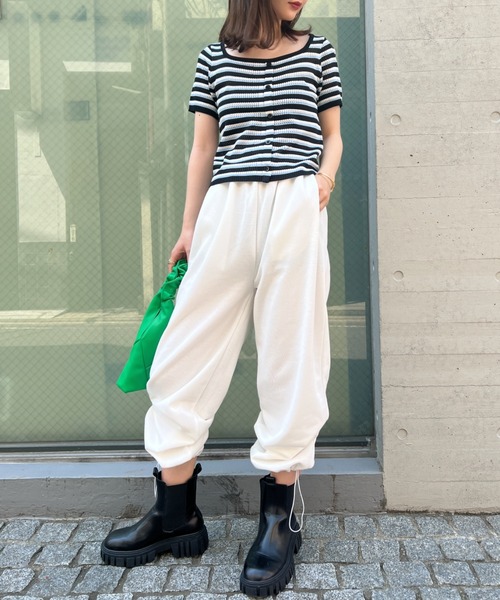 CLEA(クレア)の「すそドロスト スウェットワイドジョガーパンツ(その他パンツ・レディース・グリーン/ホワイト/ブラック/グレー・FREE)」の9枚目の写真