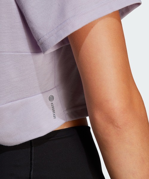 adidas（アディダス）の「スタジオ Tシャツ / ヨガウェア / バックデザイン / アディダス adidas（Tシャツ/カットソー・レディース・パープル/ブラック・LARGE/MEDIUM/SMALL/X-LARGE/XX-LARGE）」の5枚目の写真