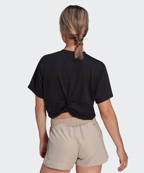 adidas（アディダス）の「スタジオ Tシャツ / ヨガウェア / バックデザイン / アディダス adidas（Tシャツ/カットソー・レディース・パープル/ブラック・LARGE/MEDIUM/SMALL/X-LARGE/XX-LARGE）」の11枚目の写真