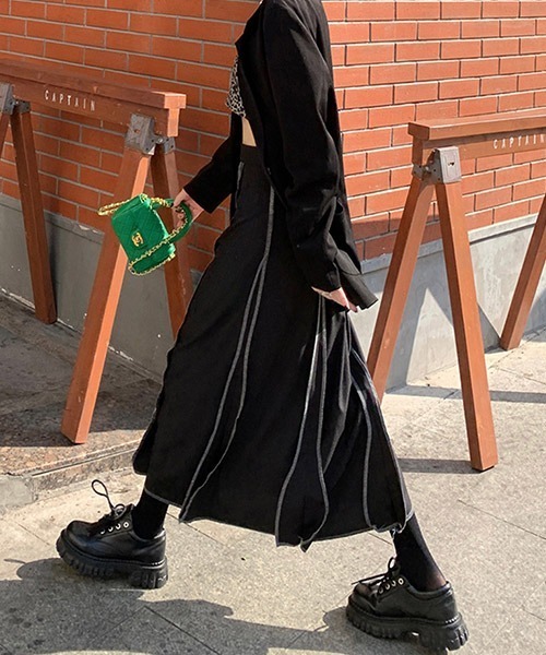 KICKSEWING ラインステッチポイントロングスカート（スカート