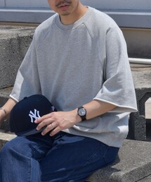 SHIPS any: リラックス カットオフ クルーネック ライトスウェット Tシャツ◇