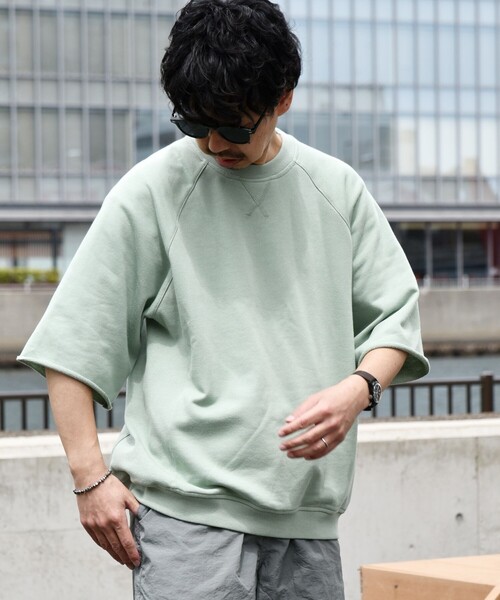 SHIPS any(シップス エニィ)の「SHIPS any: リラックス カットオフ クルーネック ライトスウェット Tシャツ◇(Tシャツ/カットソー・メンズ・ホワイト/グレー/ブルー/グリーン・SMALL/MEDIUM/LARGE)」の4枚目の写真