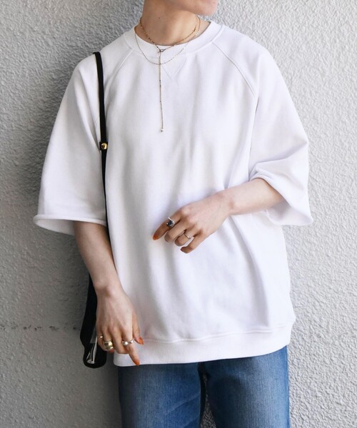 SHIPS any(シップス エニィ)の「SHIPS any: リラックス カットオフ クルーネック ライトスウェット Tシャツ◇(Tシャツ/カットソー・メンズ・ホワイト/グレー/ブルー/グリーン・SMALL/MEDIUM/LARGE)」の8枚目の写真