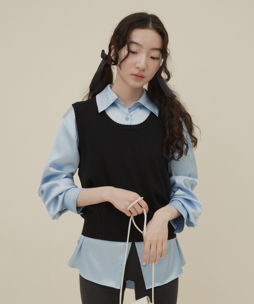 GIUNON（ジウノン）の「2way satin shirt / 2way サテンシャツ